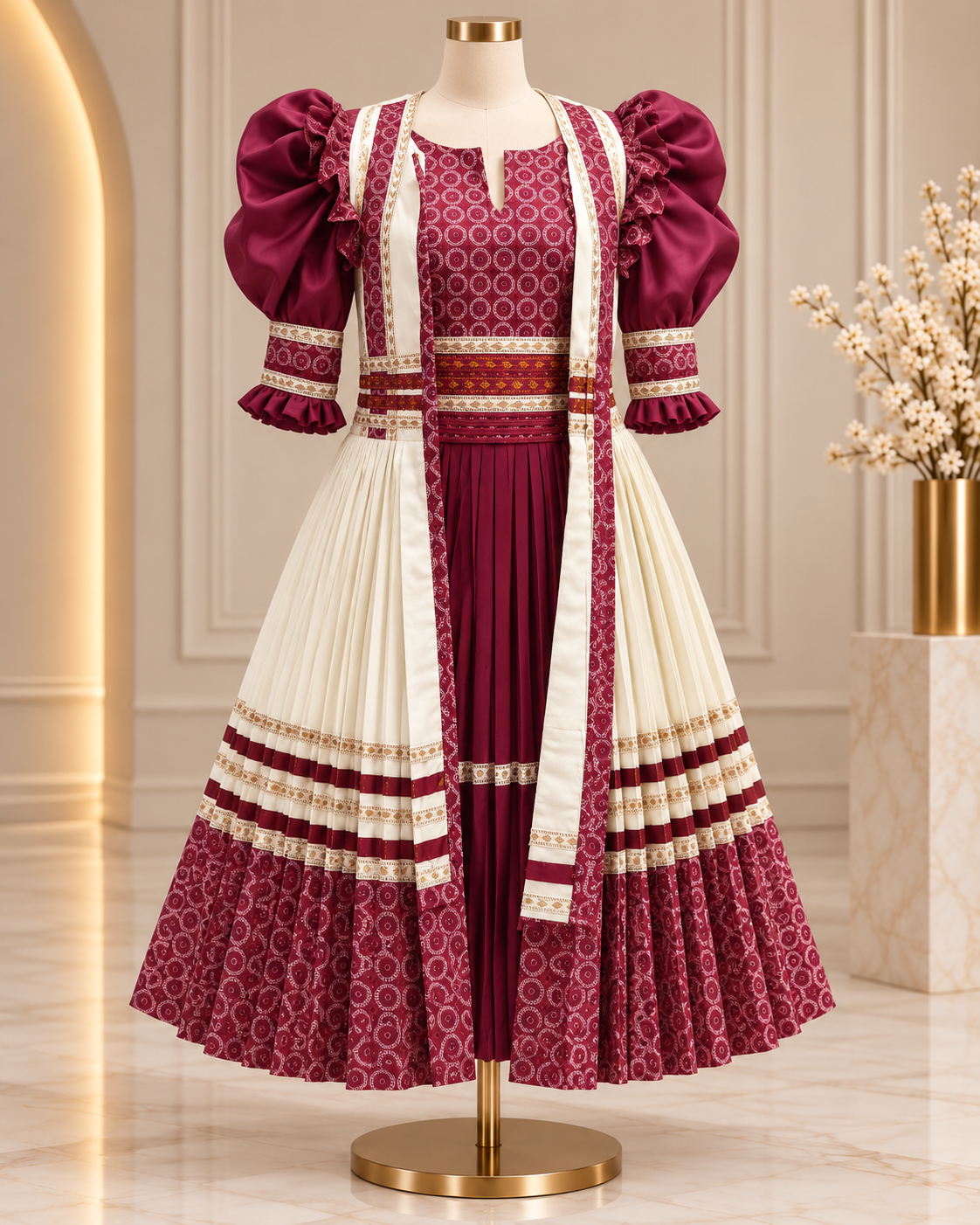 Burgundy & Ivory Traditional Set