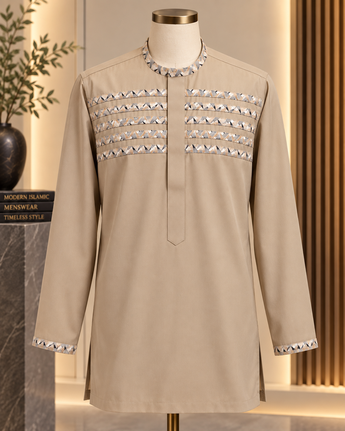 Men's Beige Traditional Shirt