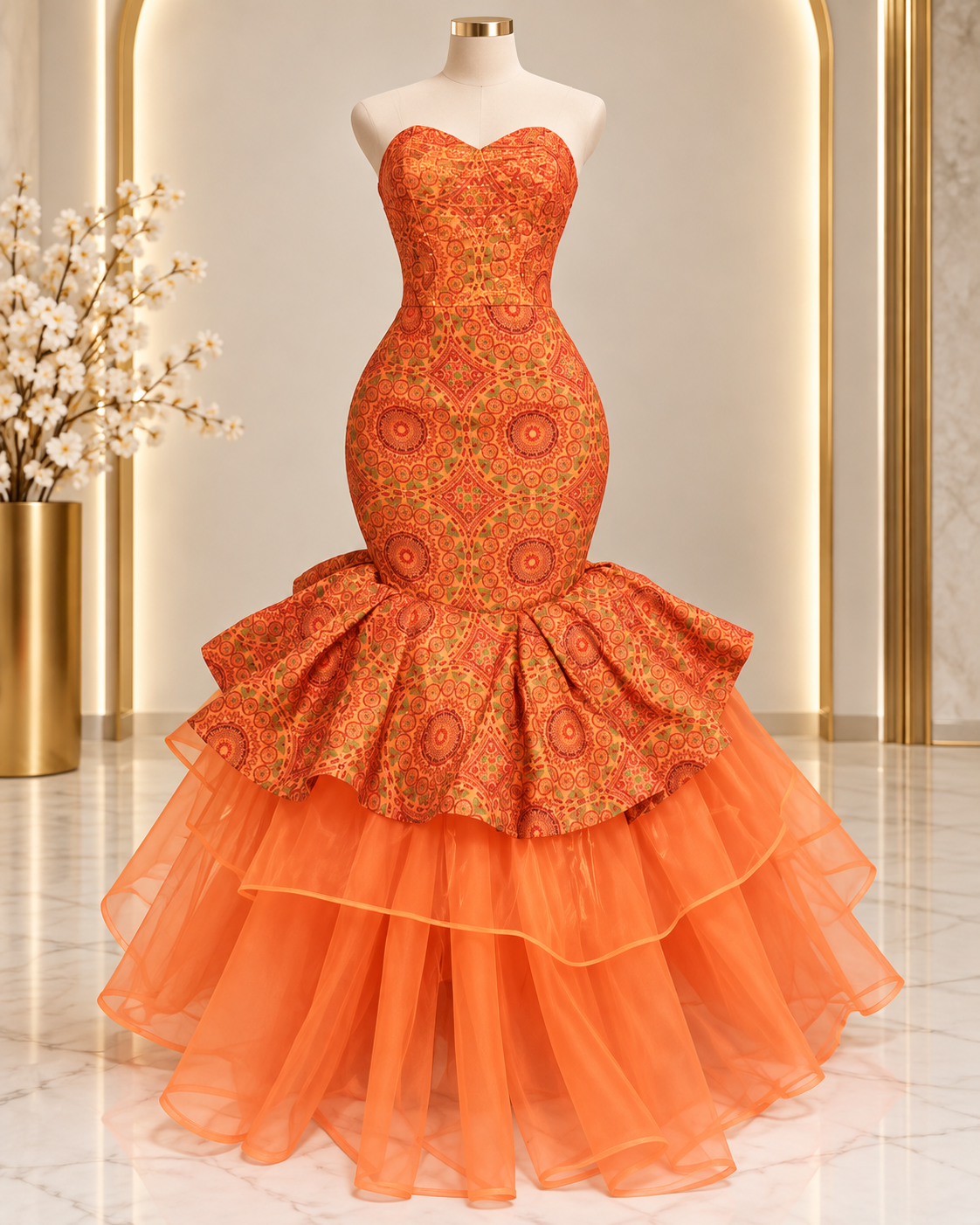 Orange Mermaid Gown