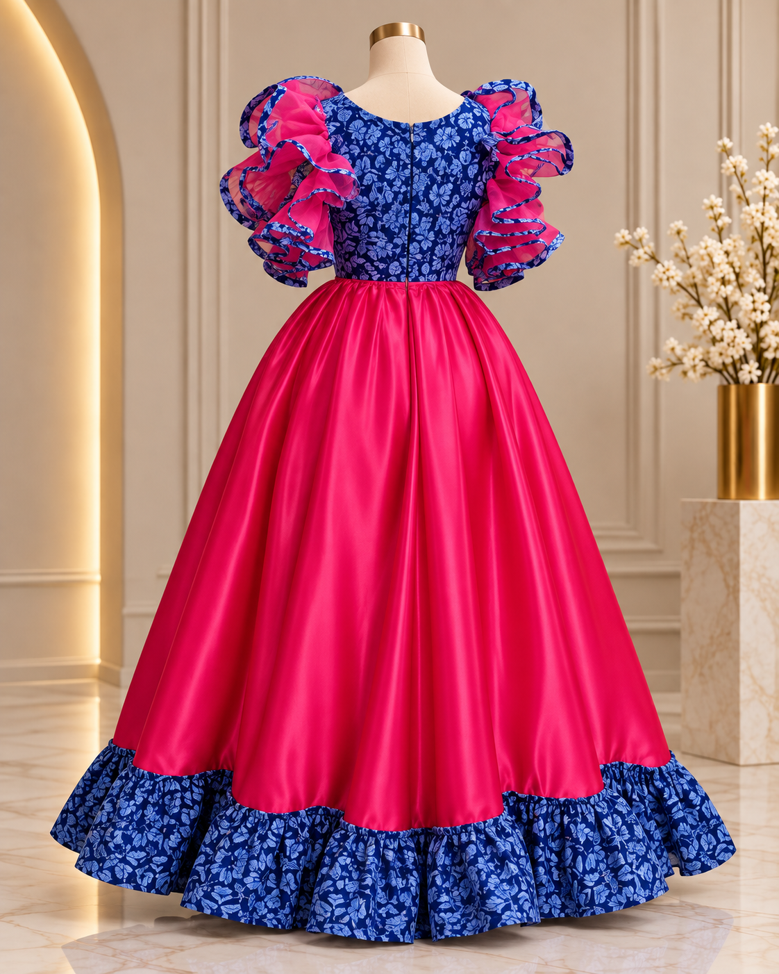 Pink & Blue Traditional Gown